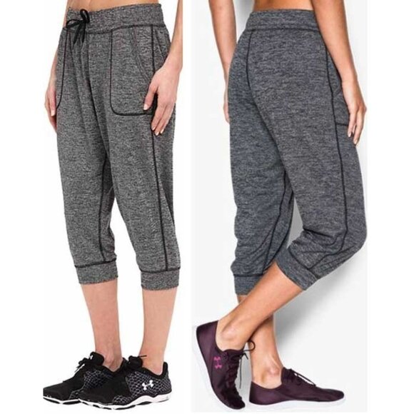 UNDER ARMOUR Heat gear Gray WOMEN'S TWIST TECH CAPRI Pants Size S Pockets - Picture 1 of 9